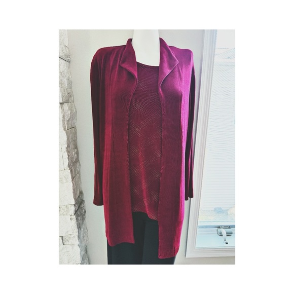 Picadilly Fashions Cranberry Twin Set Jacket & Tank Top XL - Picture 3 of 8